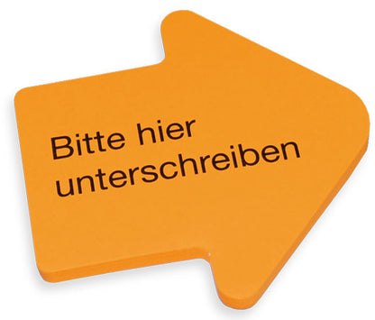 Hafti Haftnotizen "Bitte hier unterschreiben" in Pfeilform